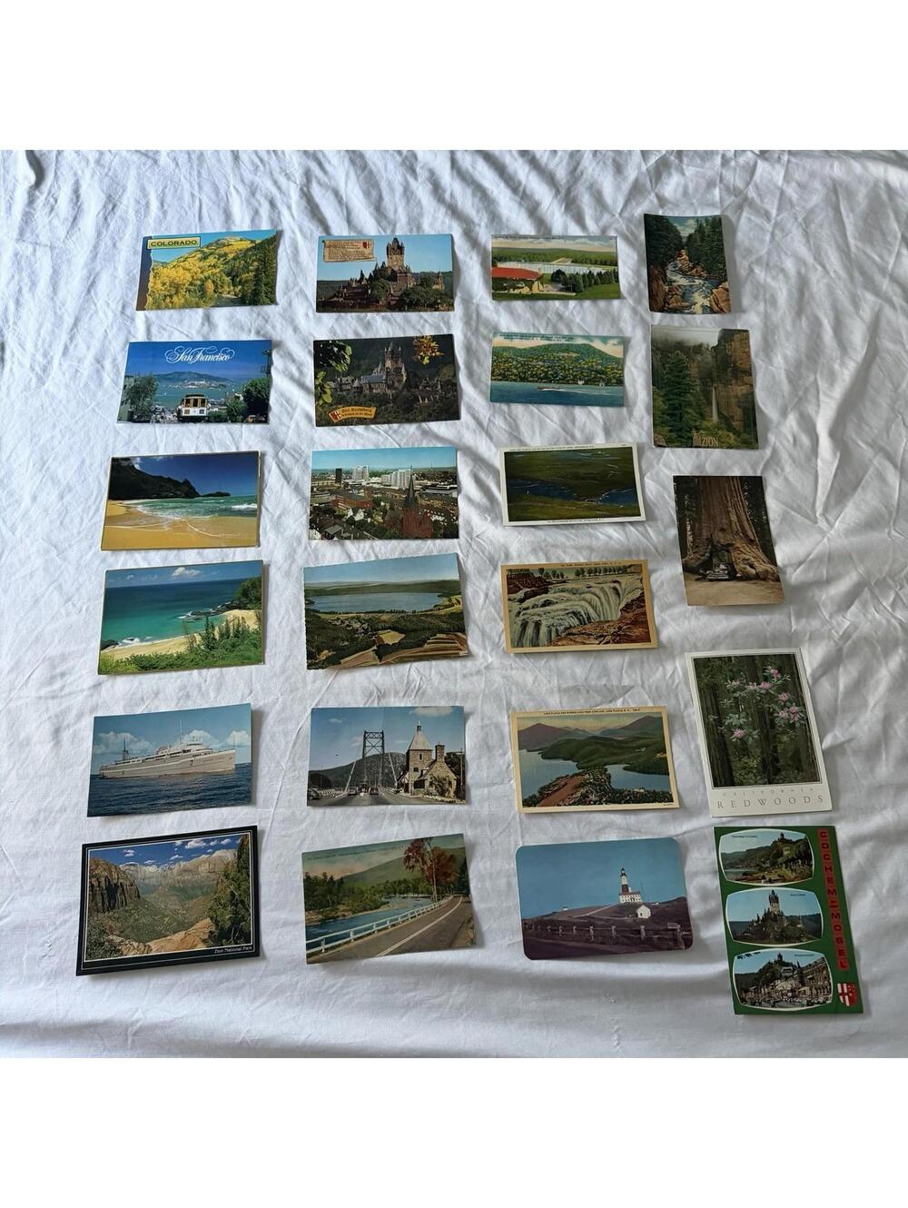 Vintage Postcards Lot - San Francisco, Zion, Redwoods, Castles & Beaches